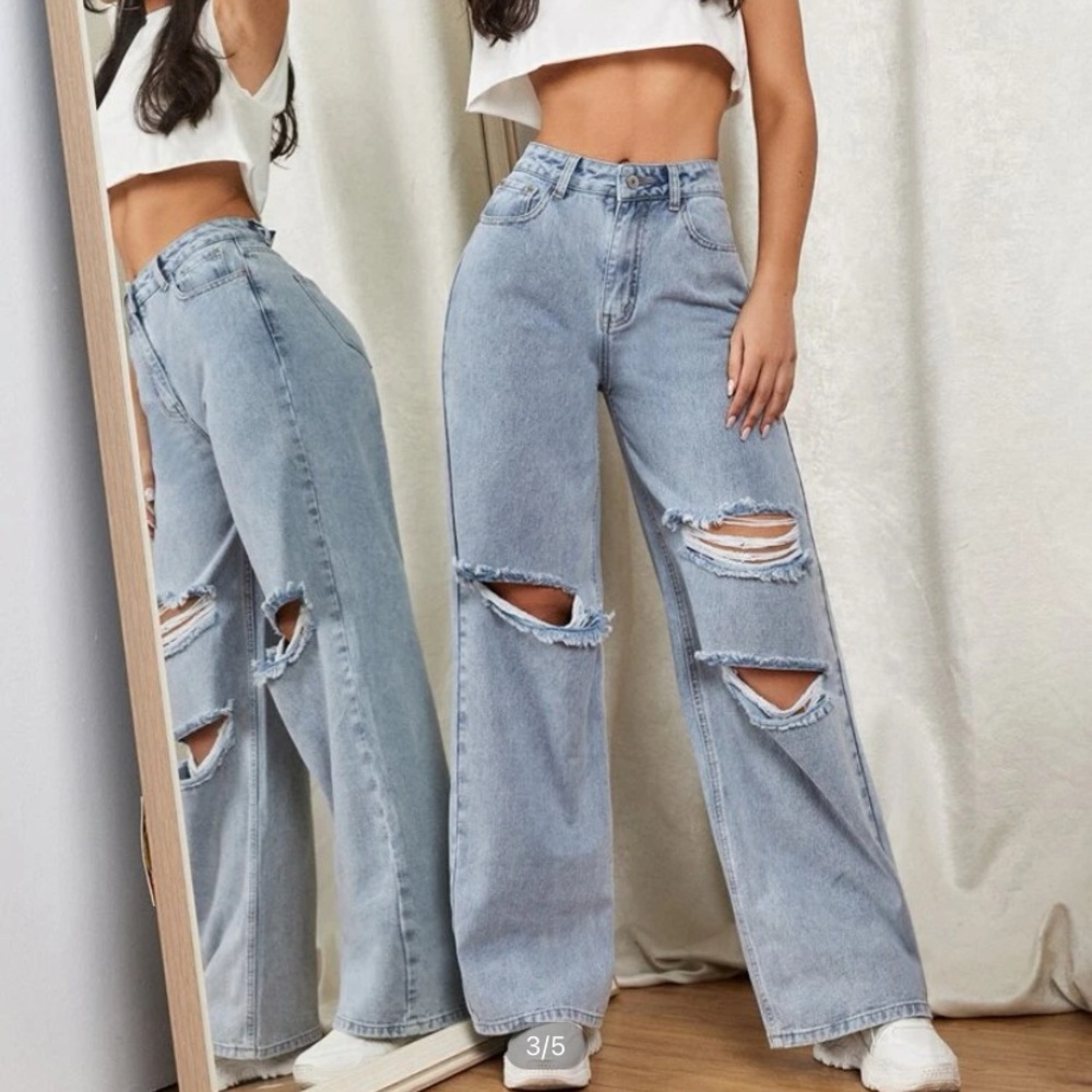 Ripped Wide Leg Jeans